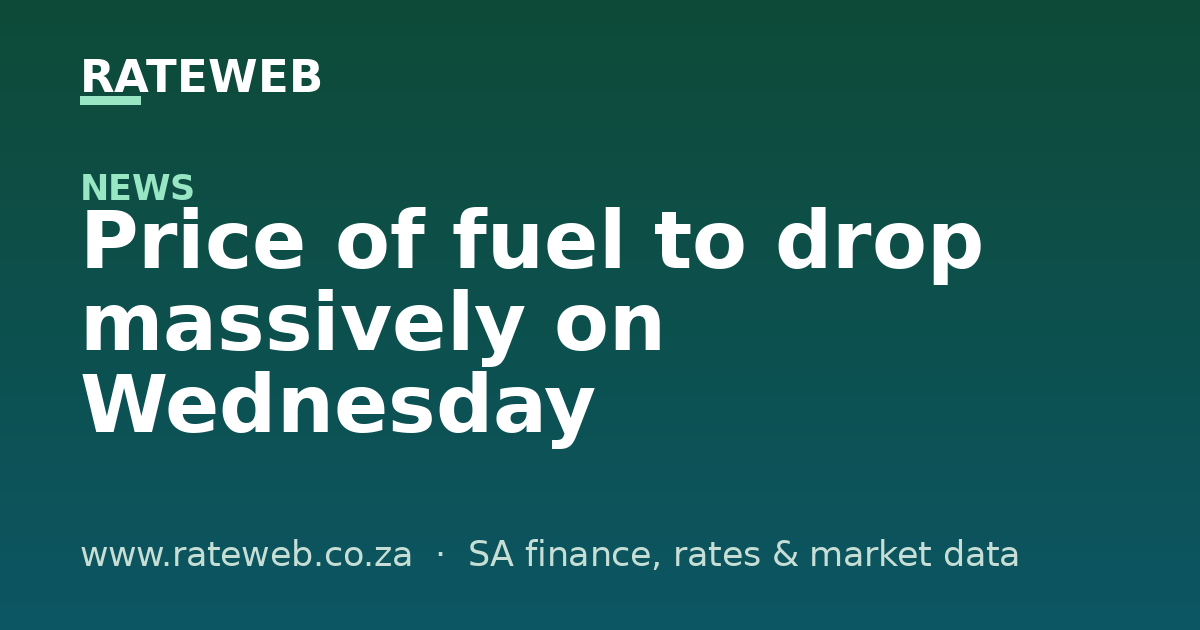 Price of fuel to drop massively on Wednesday